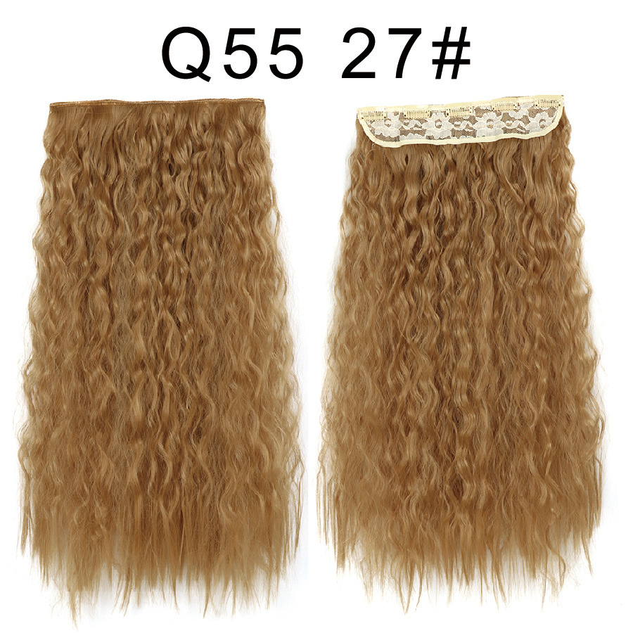 One piece 5 Clips Synthetic  Hair Extensions  Long Corn Curly Clip in Heat Resistant  Synthetic Hairpiece For Women