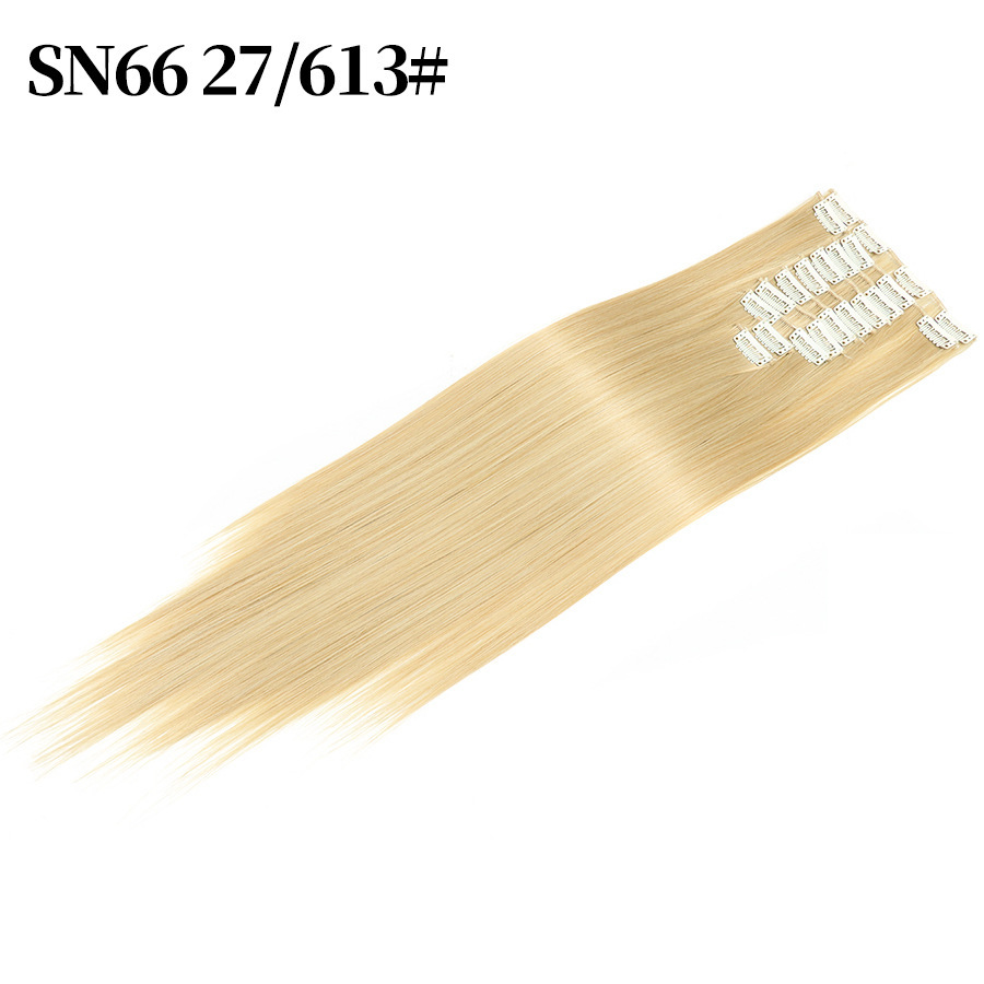 22 inch 12 pieces Clip In  Synthetic  Hair Extensions Straight Heat Resistant Hairpiece Synthetic Hair For Women