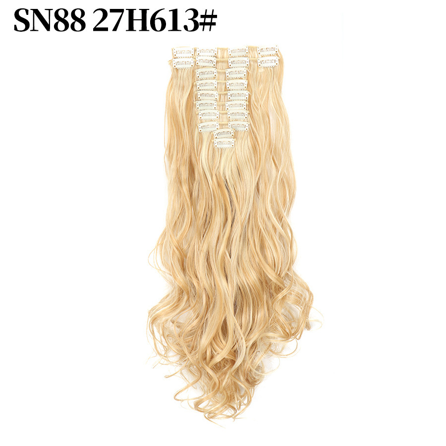 22 inch 12 pcs Clip In  Synthetic  Hair Extensions wave Heat Resistant Hairpiece Synthetic Hairpieces For Women