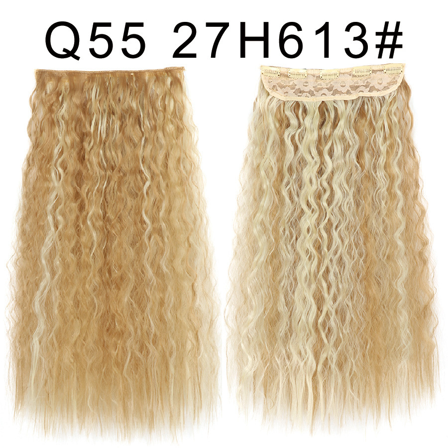 One piece 5 Clips Synthetic  Hair Extensions  Long Corn Curly Clip in Heat Resistant  Synthetic Hairpiece For Women