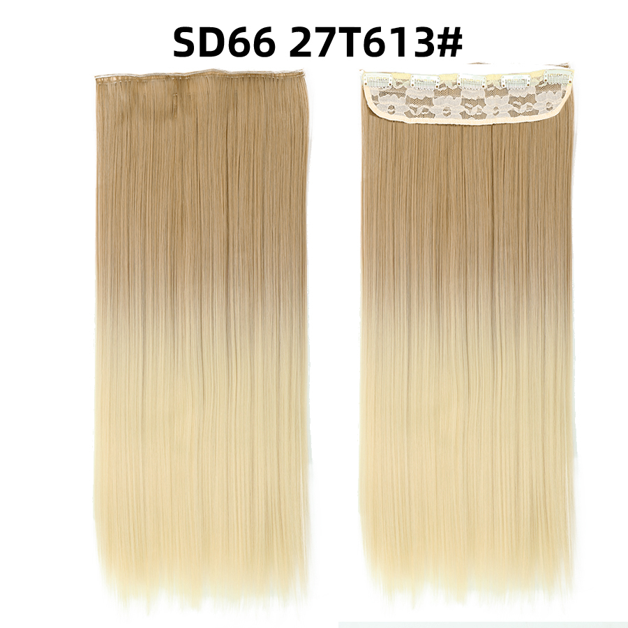 22 inch One Piece  Clip in Hair Synthetic Extension Ombre Straight Synthetic  Hairpieces For Woman