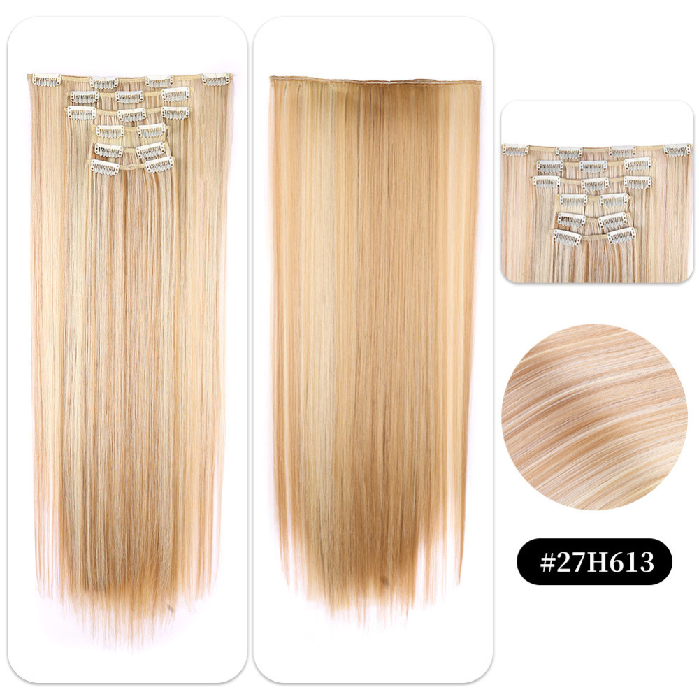 22 inch 150g 6 pcs Clip In  Synthetic  Hair Extensions Straight Heat Resistant Hairpiece Synthetic Hairpieces For Women