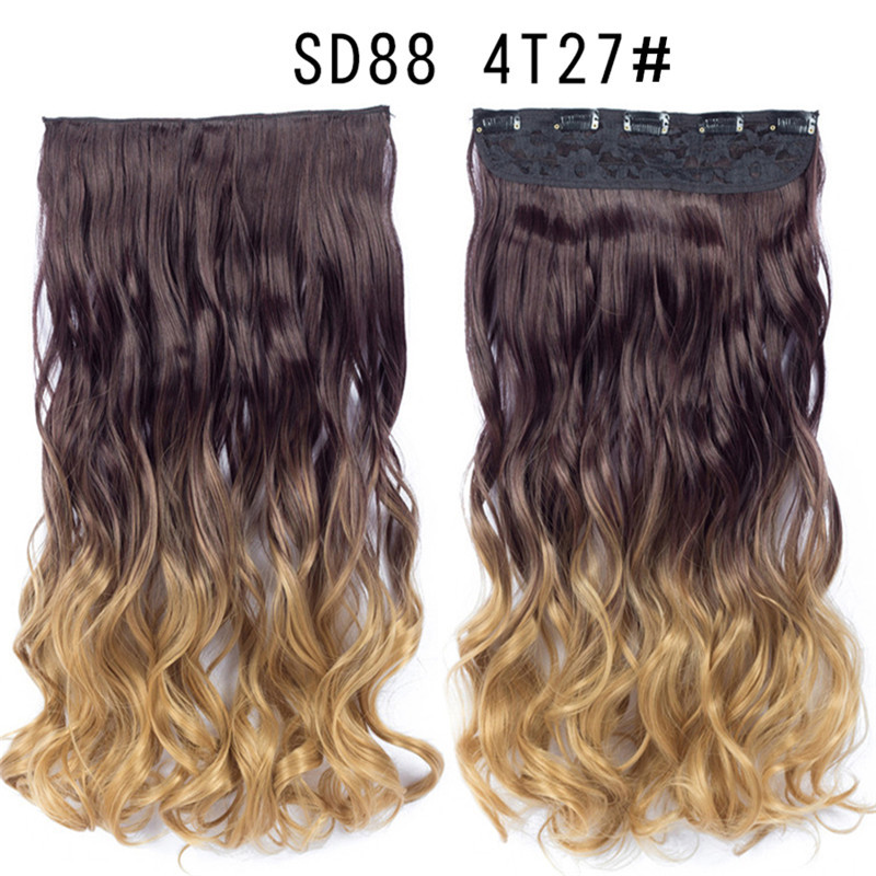 22 inch One Piece  Clip in Hair Synthetic Extension Ombre Wave  Synthetic  Hairpieces For Woman