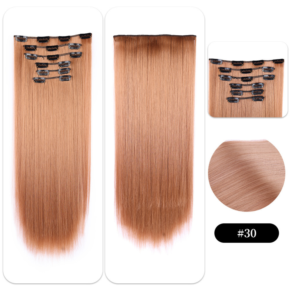 22 inch 150g 6 pcs Clip In  Synthetic  Hair Extensions Straight Heat Resistant Hairpiece Synthetic Hairpieces For Women