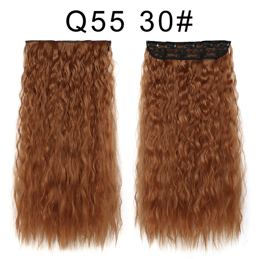 One piece 5 Clips Synthetic  Hair Extensions  Long Corn Curly Clip in Heat Resistant  Synthetic Hairpiece For Women
