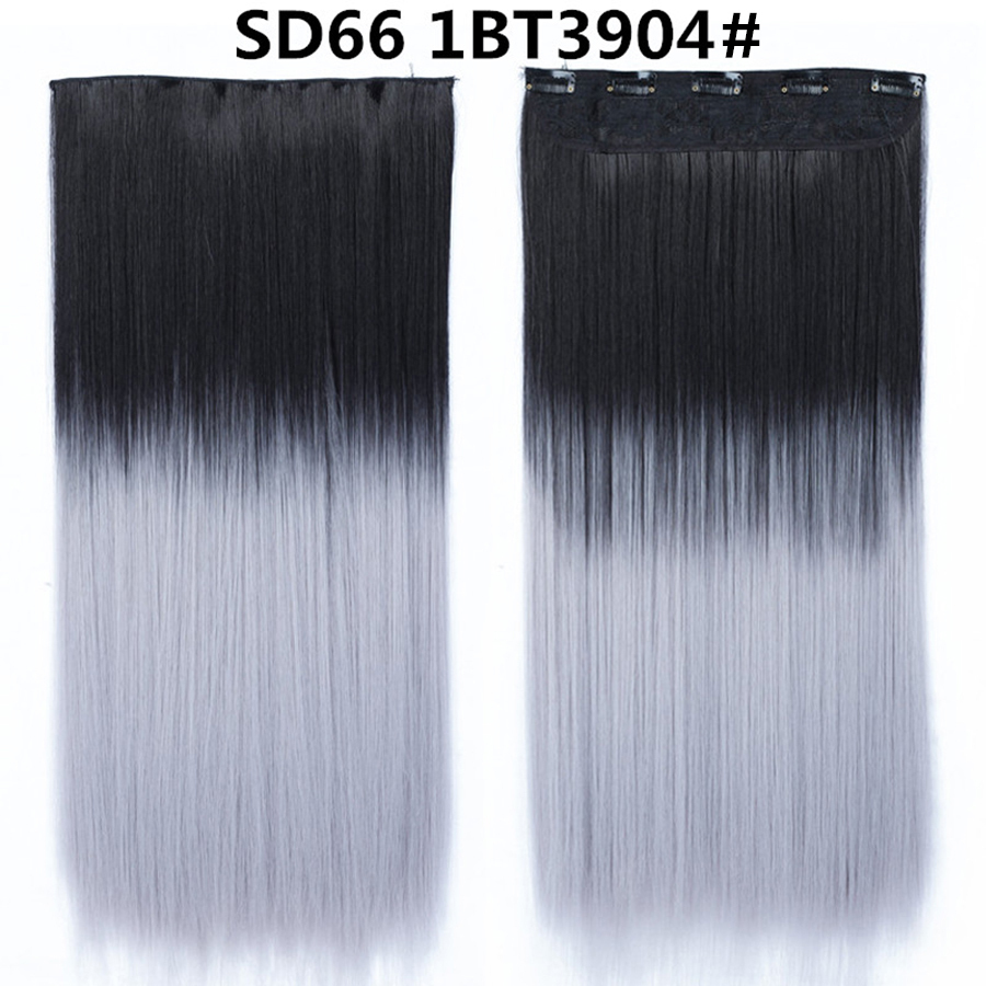 22 inch One Piece  Clip in Hair Synthetic Extension Ombre Straight Synthetic  Hairpieces For Woman