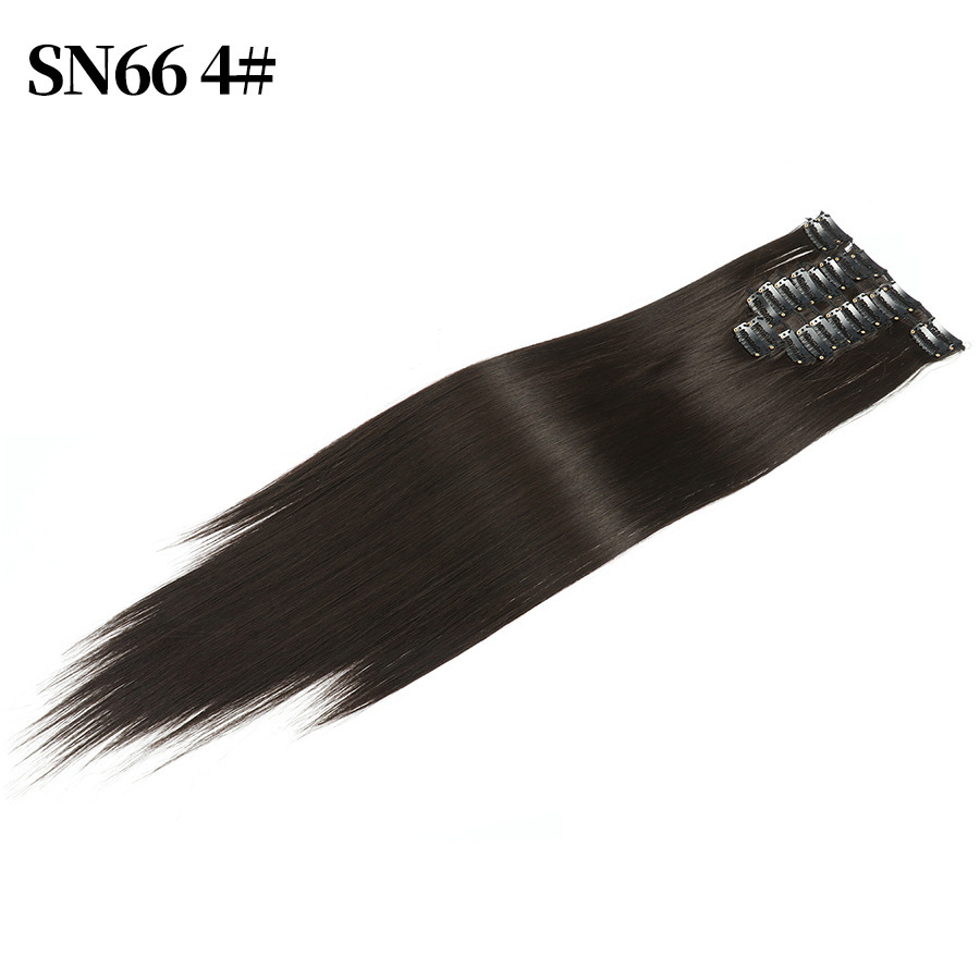 22 inch 12 pieces Clip In  Synthetic  Hair Extensions Straight Heat Resistant Hairpiece Synthetic Hair For Women