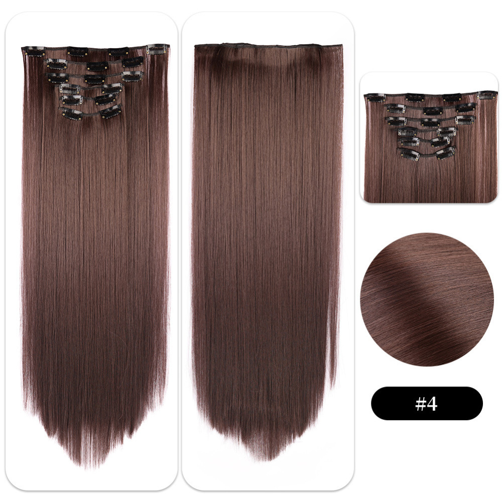 22 inch 150g 6 pcs Clip In  Synthetic  Hair Extensions Straight Heat Resistant Hairpiece Synthetic Hairpieces For Women