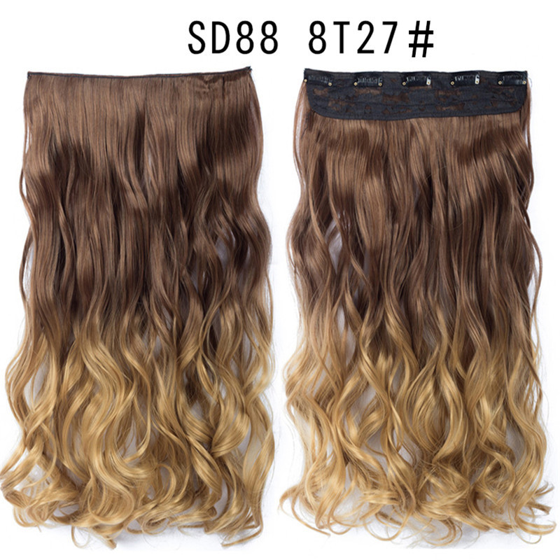 22 inch One Piece  Clip in Hair Synthetic Extension Ombre Wave  Synthetic  Hairpieces For Woman