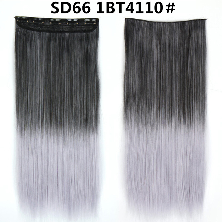 22 inch One Piece  Clip in Hair Synthetic Extension Ombre Straight Synthetic  Hairpieces For Woman
