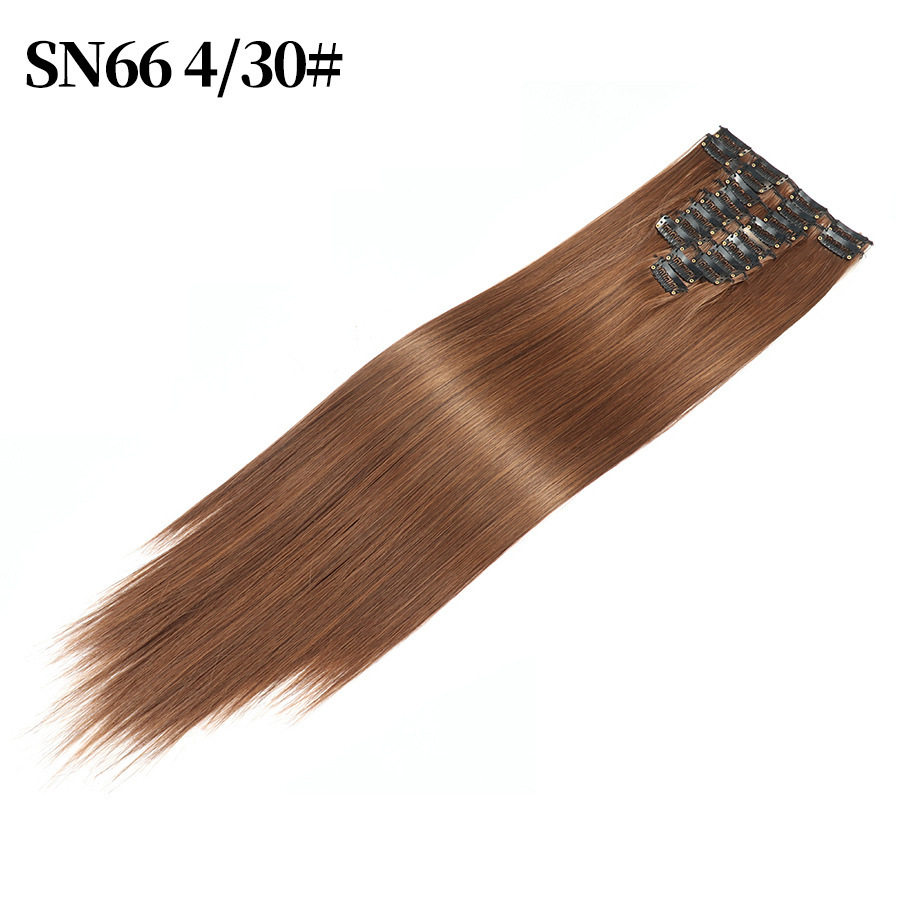 22 inch 12 pieces Clip In  Synthetic  Hair Extensions Straight Heat Resistant Hairpiece Synthetic Hair For Women