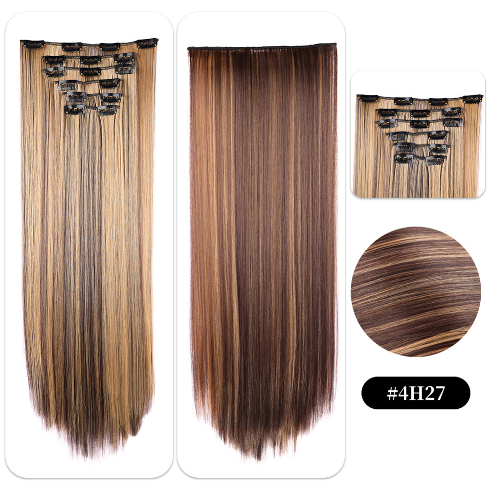 22 inch 150g 6 pcs Clip In  Synthetic  Hair Extensions Straight Heat Resistant Hairpiece Synthetic Hairpieces For Women