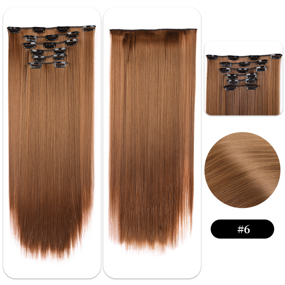 22 inch 150g 6 pcs Clip In  Synthetic  Hair Extensions Straight Heat Resistant Hairpiece Synthetic Hairpieces For Women