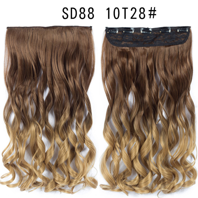22 inch One Piece  Clip in Hair Synthetic Extension Ombre Wave  Synthetic  Hairpieces For Woman