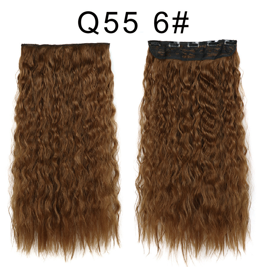 One piece 5 Clips Synthetic  Hair Extensions  Long Corn Curly Clip in Heat Resistant  Synthetic Hairpiece For Women
