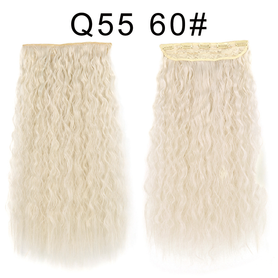 One piece 5 Clips Synthetic  Hair Extensions  Long Corn Curly Clip in Heat Resistant  Synthetic Hairpiece For Women