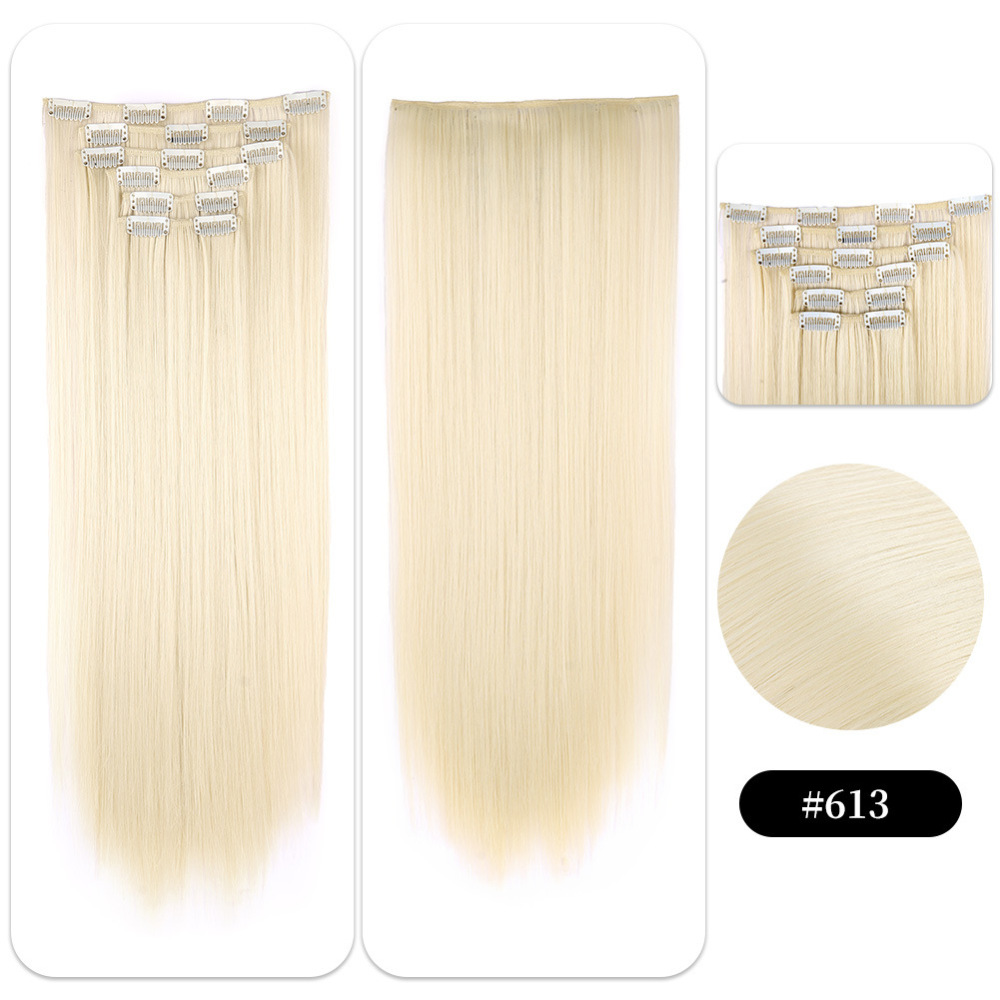 22 inch 150g 6 pcs Clip In  Synthetic  Hair Extensions Straight Heat Resistant Hairpiece Synthetic Hairpieces For Women