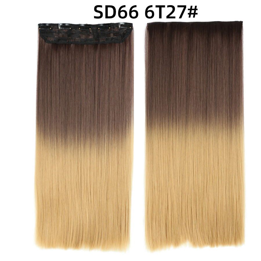 22 inch One Piece  Clip in Hair Synthetic Extension Ombre Straight Synthetic  Hairpieces For Woman