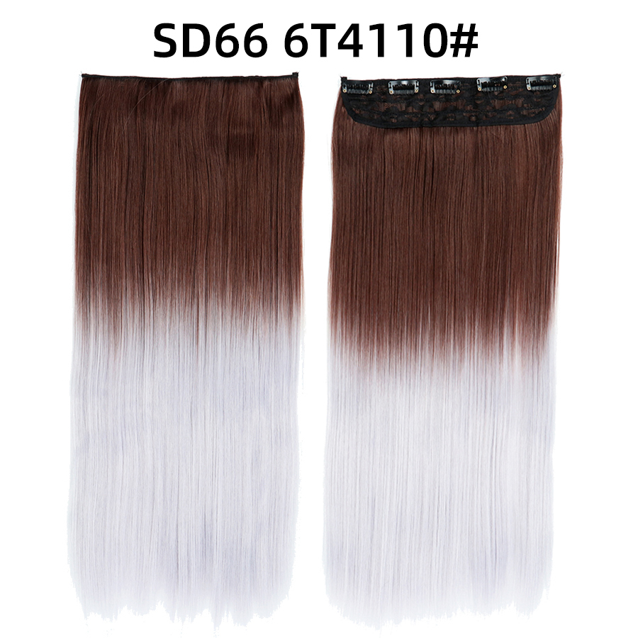 22 inch One Piece  Clip in Hair Synthetic Extension Ombre Straight Synthetic  Hairpieces For Woman