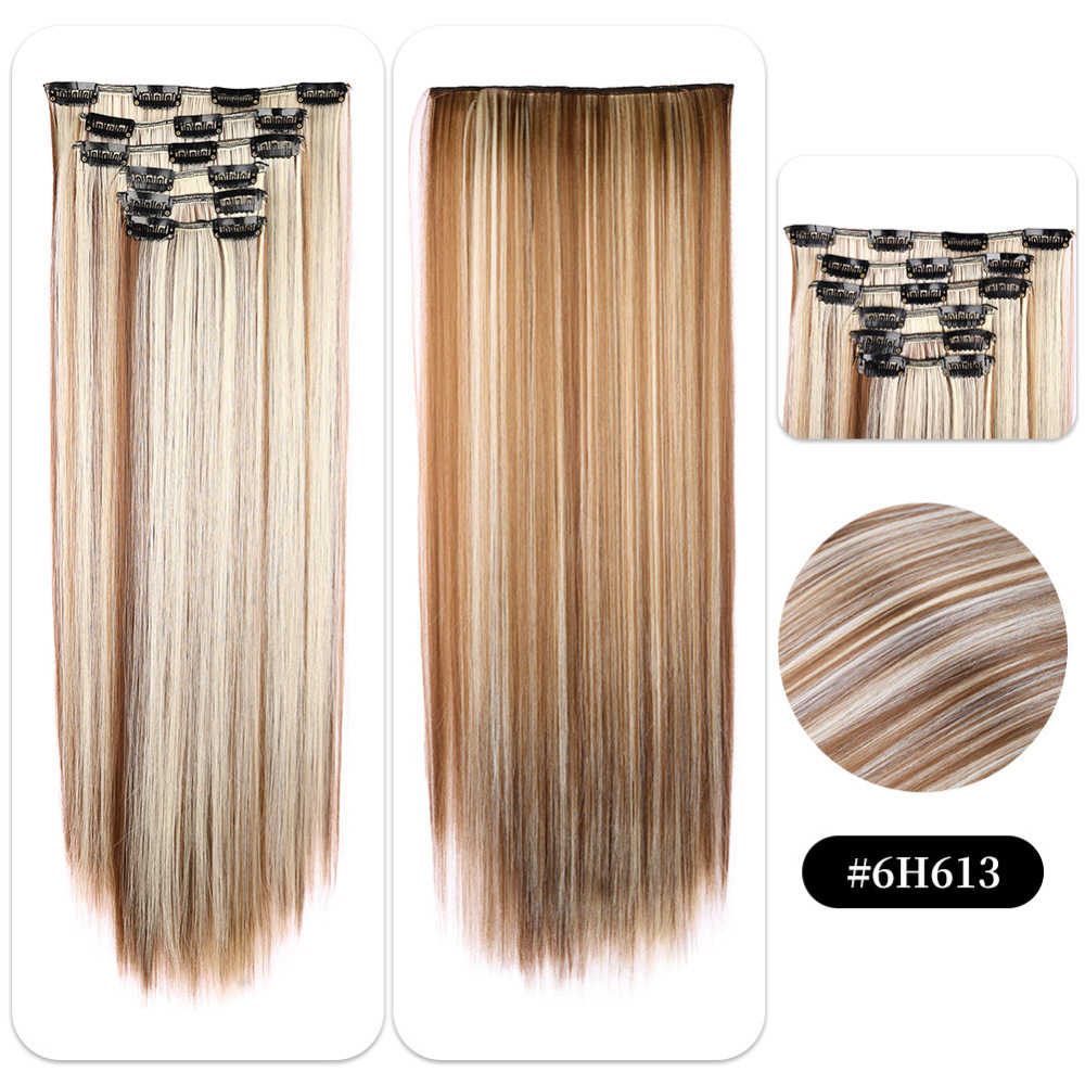 22 inch 150g 6 pcs Clip In  Synthetic  Hair Extensions Straight Heat Resistant Hairpiece Synthetic Hairpieces For Women