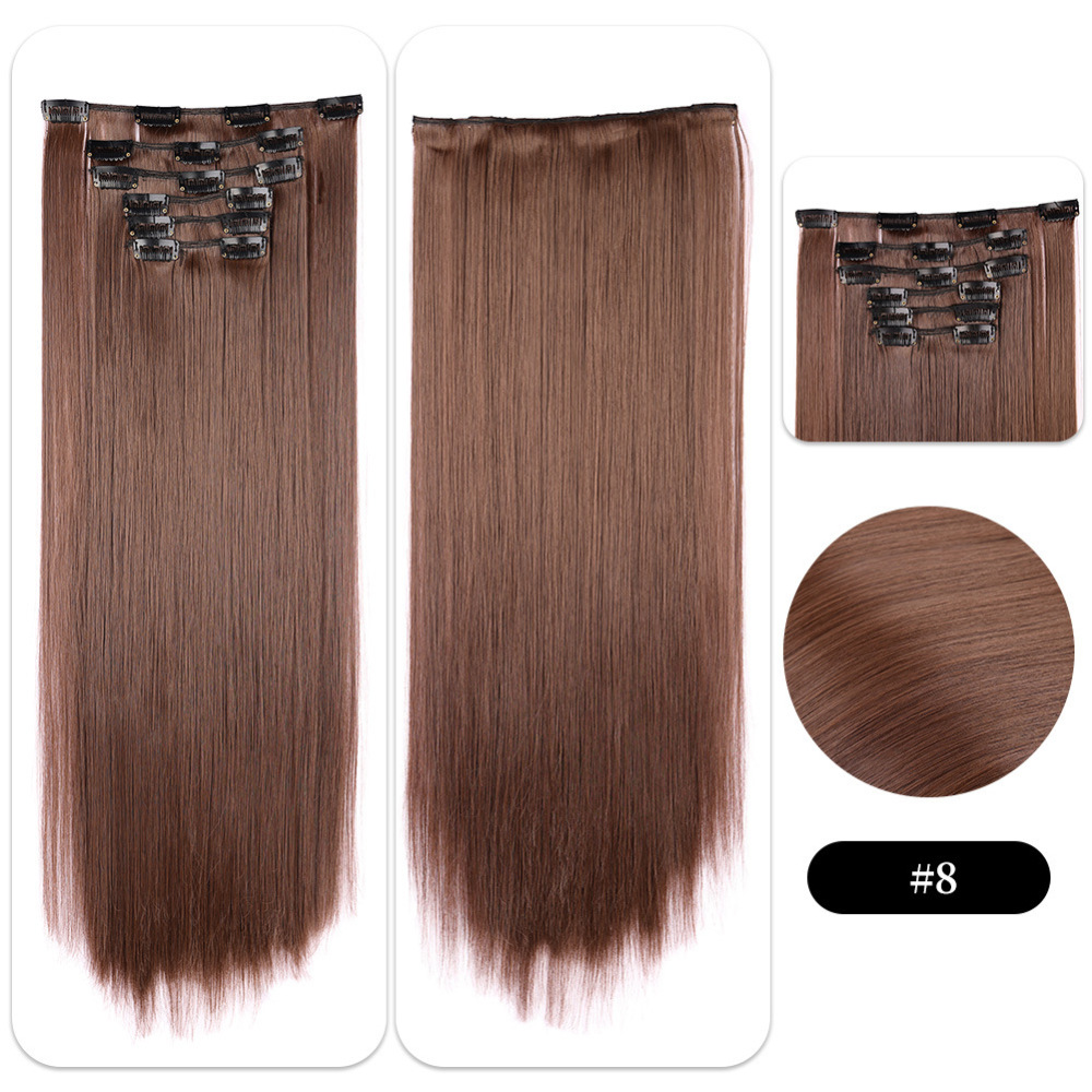 22 inch 150g 6 pcs Clip In  Synthetic  Hair Extensions Straight Heat Resistant Hairpiece Synthetic Hairpieces For Women