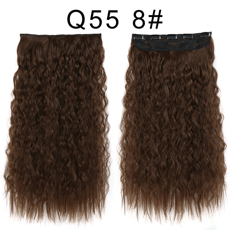 One piece 5 Clips Synthetic  Hair Extensions  Long Corn Curly Clip in Heat Resistant  Synthetic Hairpiece For Women