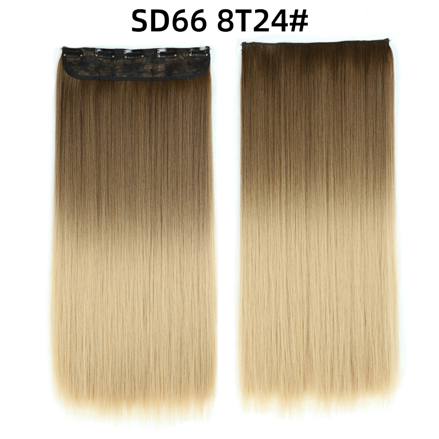 22 inch One Piece  Clip in Hair Synthetic Extension Ombre Straight Synthetic  Hairpieces For Woman
