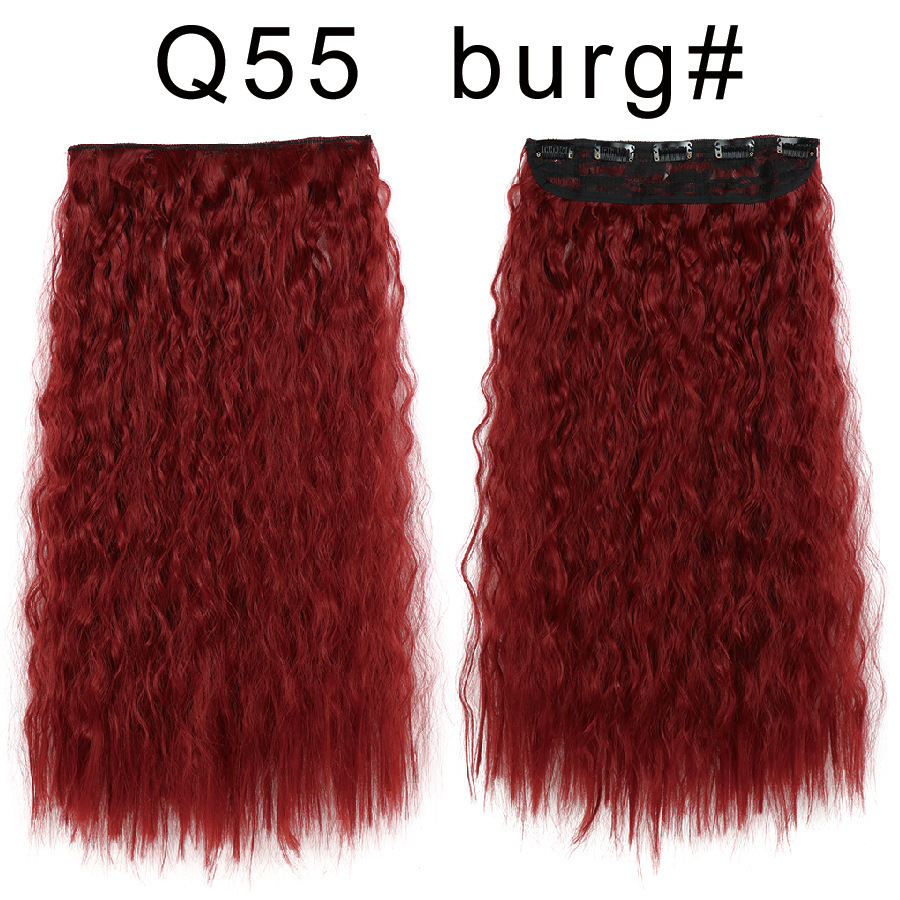 One piece 5 Clips Synthetic  Hair Extensions  Long Corn Curly Clip in Heat Resistant  Synthetic Hairpiece For Women
