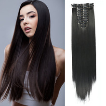 22 inch 12 pieces Clip In  Synthetic  Hair Extensions Straight Heat Resistant Hairpiece Synthetic Hair For Women