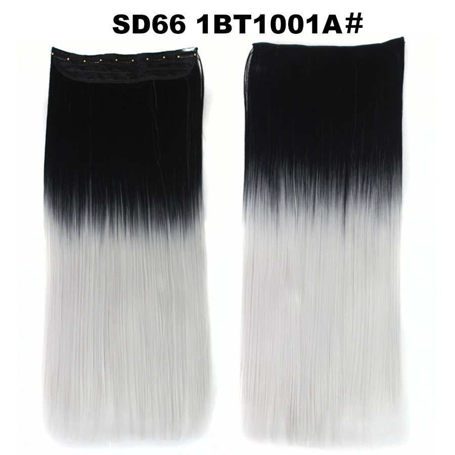 22 inch One Piece  Clip in Hair Synthetic Extension Ombre Straight Synthetic  Hairpieces For Woman