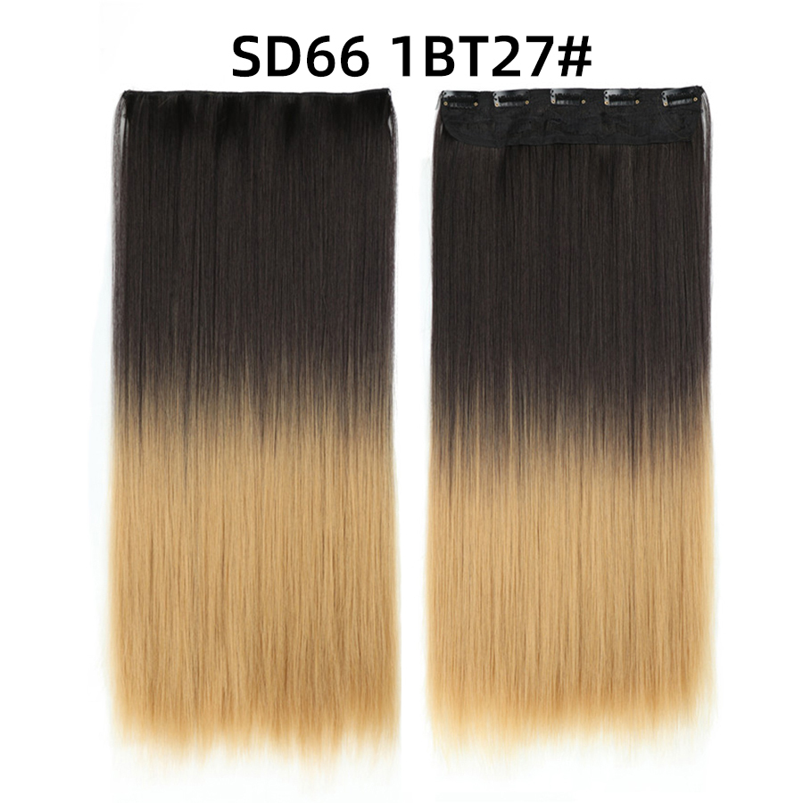 22 inch One Piece  Clip in Hair Synthetic Extension Ombre Straight Synthetic  Hairpieces For Woman