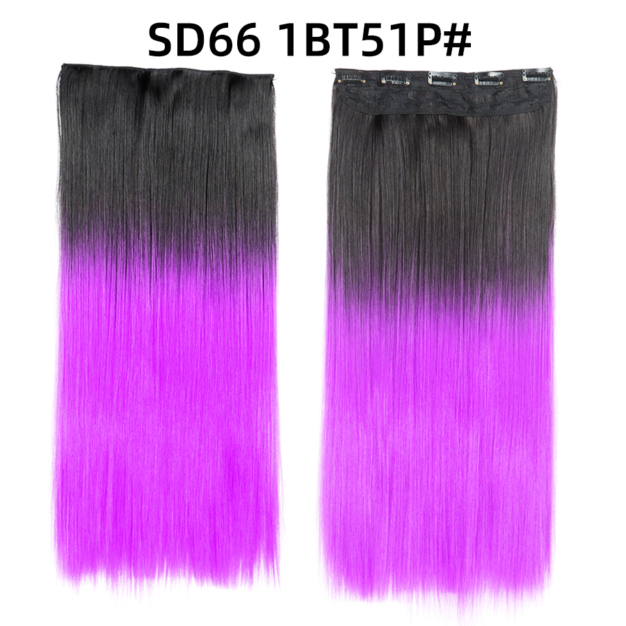 22 inch One Piece  Clip in Hair Synthetic Extension Ombre Straight Synthetic  Hairpieces For Woman