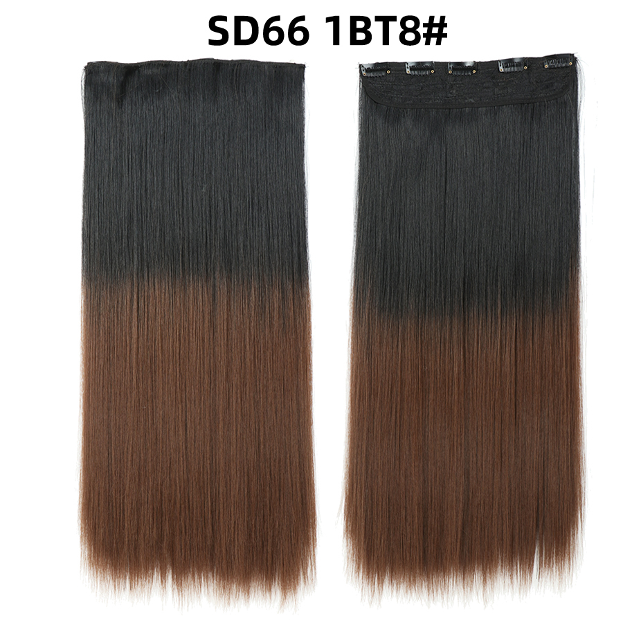 22 inch One Piece  Clip in Hair Synthetic Extension Ombre Straight Synthetic  Hairpieces For Woman