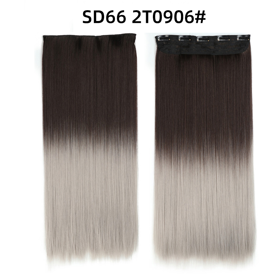 22 inch One Piece  Clip in Hair Synthetic Extension Ombre Straight Synthetic  Hairpieces For Woman