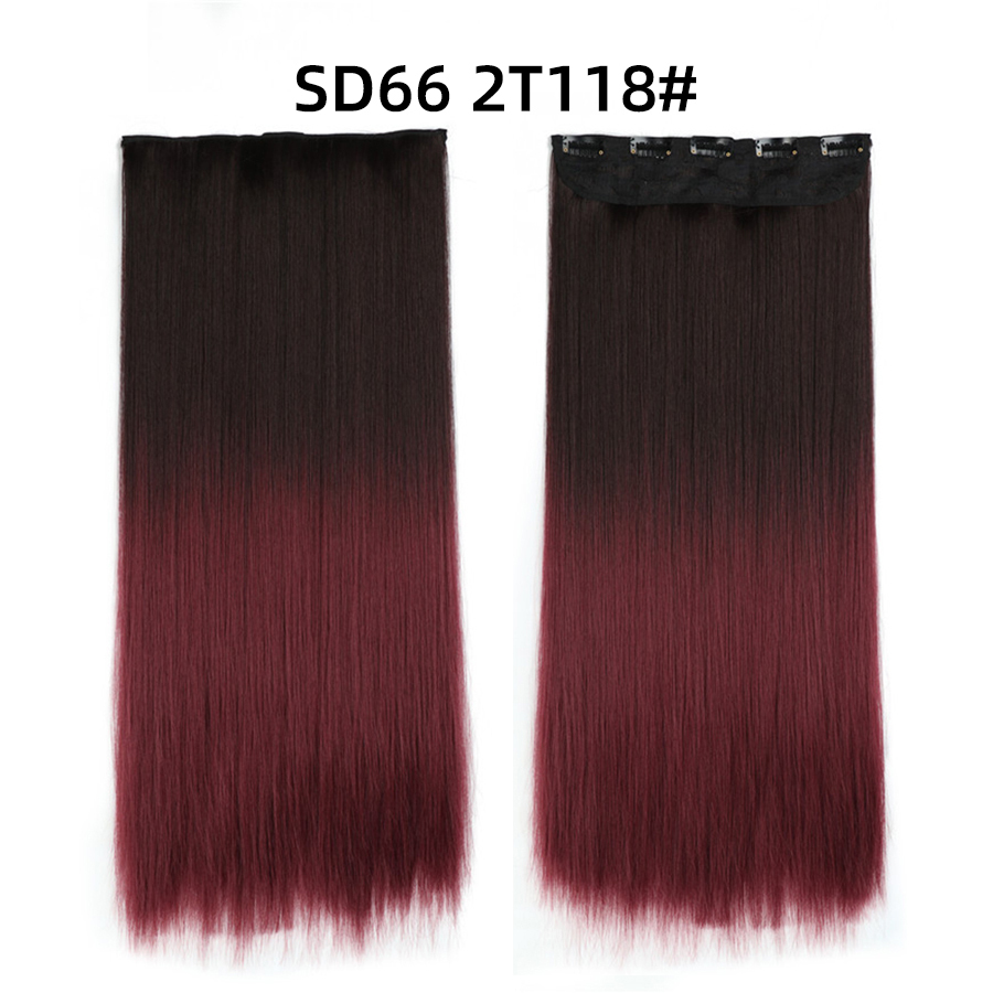 22 inch One Piece  Clip in Hair Synthetic Extension Ombre Straight Synthetic  Hairpieces For Woman