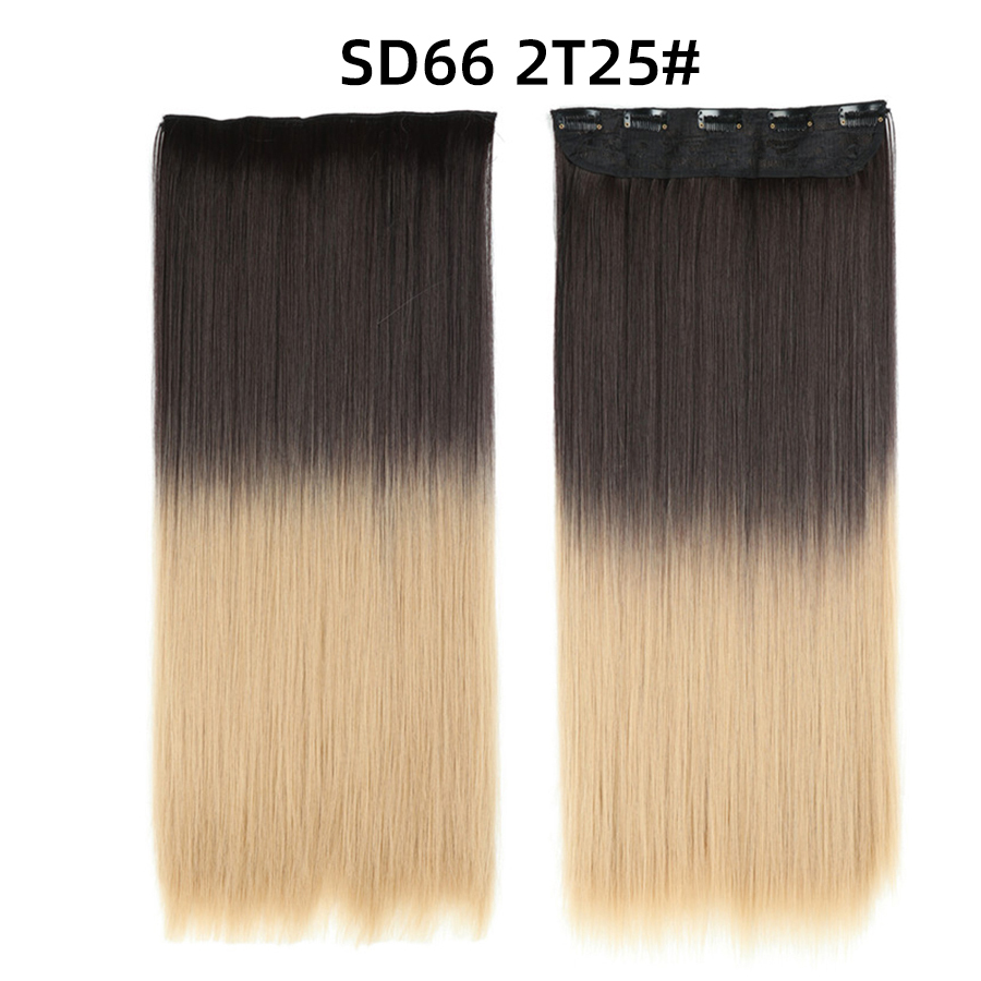 22 inch One Piece  Clip in Hair Synthetic Extension Ombre Straight Synthetic  Hairpieces For Woman