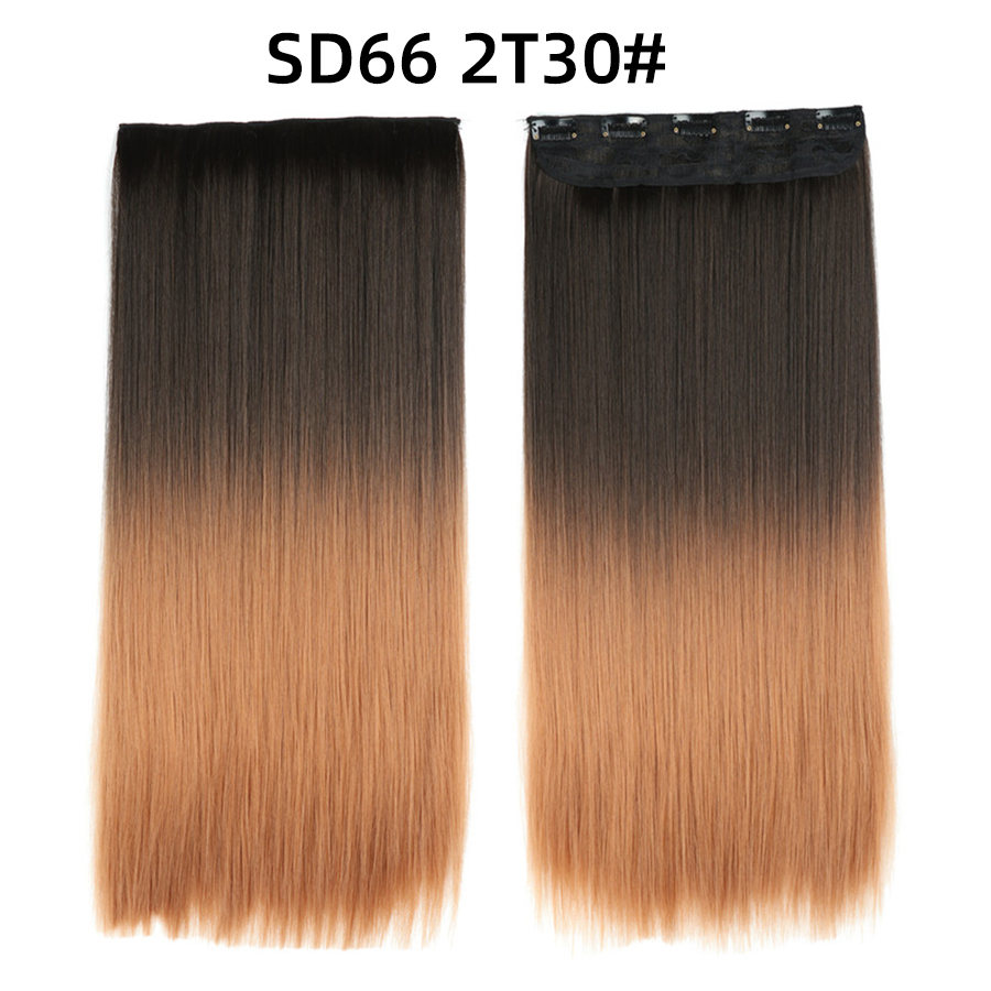 22 inch One Piece  Clip in Hair Synthetic Extension Ombre Straight Synthetic  Hairpieces For Woman
