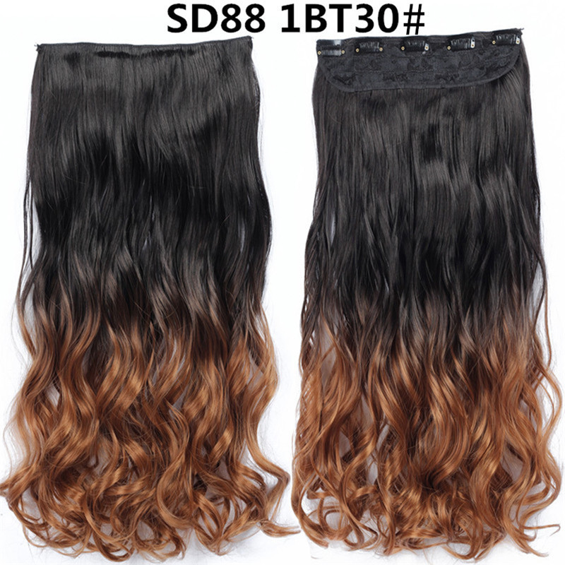 22 inch One Piece  Clip in Hair Synthetic Extension Ombre Wave  Synthetic  Hairpieces For Woman