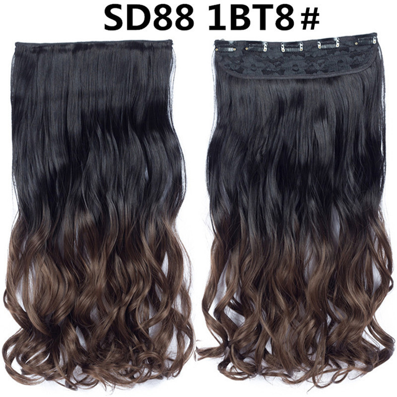 22 inch One Piece  Clip in Hair Synthetic Extension Ombre Wave  Synthetic  Hairpieces For Woman