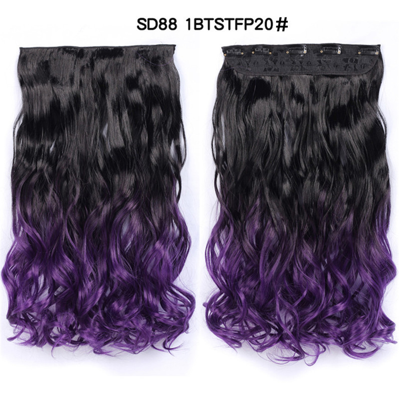 22 inch One Piece  Clip in Hair Synthetic Extension Ombre Wave  Synthetic  Hairpieces For Woman