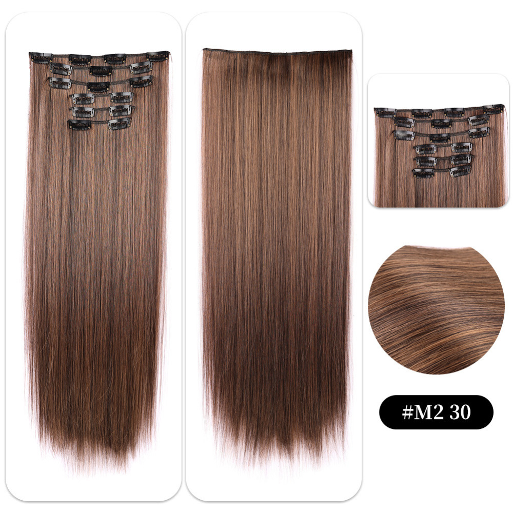 22 inch 150g 6 pcs Clip In  Synthetic  Hair Extensions Straight Heat Resistant Hairpiece Synthetic Hairpieces For Women