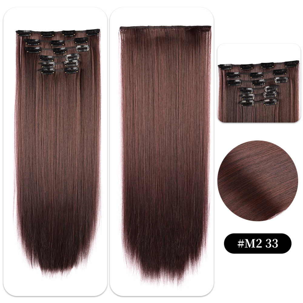 22 inch 150g 6 pcs Clip In  Synthetic  Hair Extensions Straight Heat Resistant Hairpiece Synthetic Hairpieces For Women