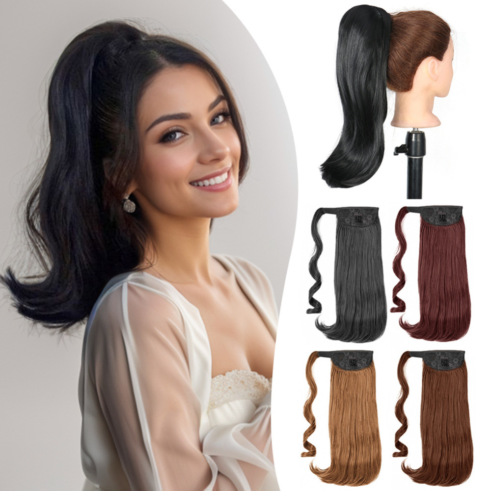 16 inch Wrap Around Synthetic Ponytail Extensions Hairpieces Clip in Pony Tail Hair Extension  Natural Hair Piece