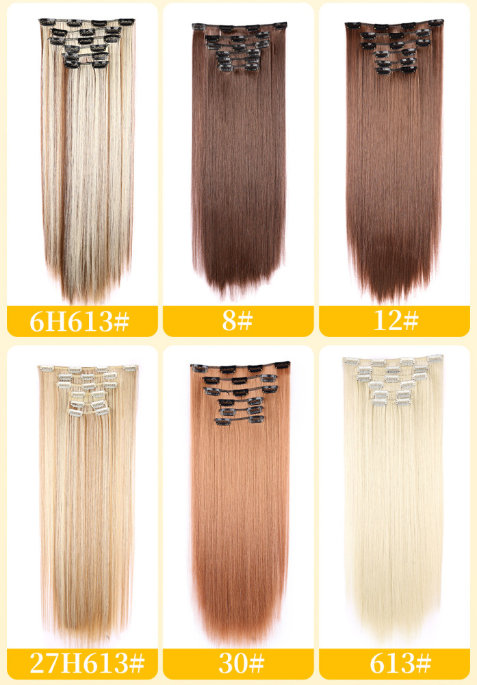 22 inch 150g 6 pcs Clip In  Synthetic  Hair Extensions Straight Heat Resistant Hairpiece Synthetic Hairpieces For Women