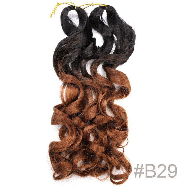 22 inch 75g Synthetic French Curls Ombre Spiral Loose Wave Crochet Braids Hair Pre Stretched High Temperature Extensions Bulk Braiding