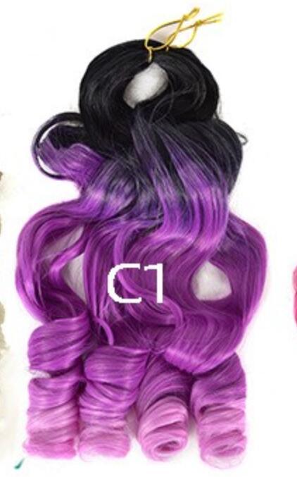 22 inch 75g Synthetic French Curls Ombre Spiral Loose Wave Crochet Braids Hair Pre Stretched High Temperature Extensions Bulk Braiding