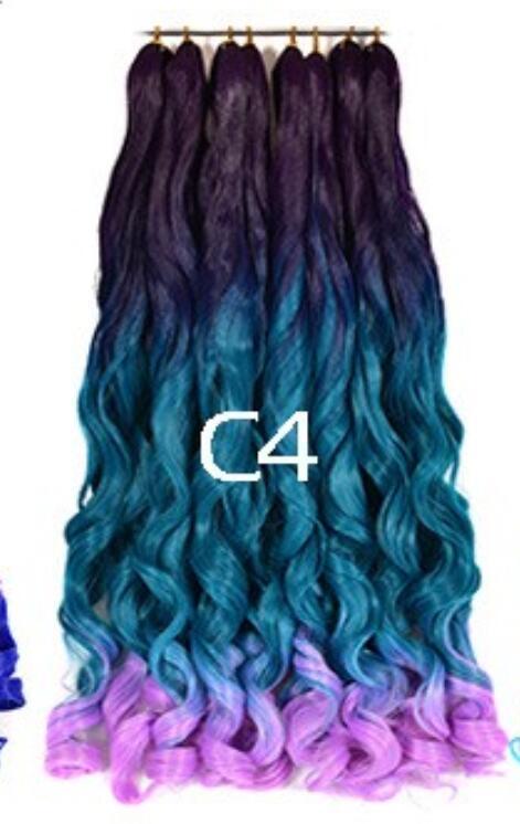 22 inch 75g Synthetic French Curls Ombre Spiral Loose Wave Crochet Braids Hair Pre Stretched High Temperature Extensions Bulk Braiding