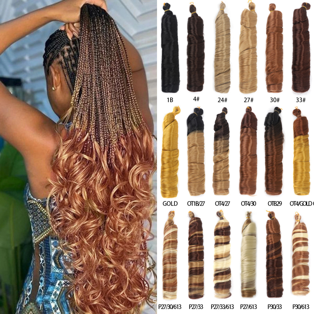 24inch 150g French Curly Braiding Hair for Box Braids Loose Wave Crochet Synthetic Hair Extensions