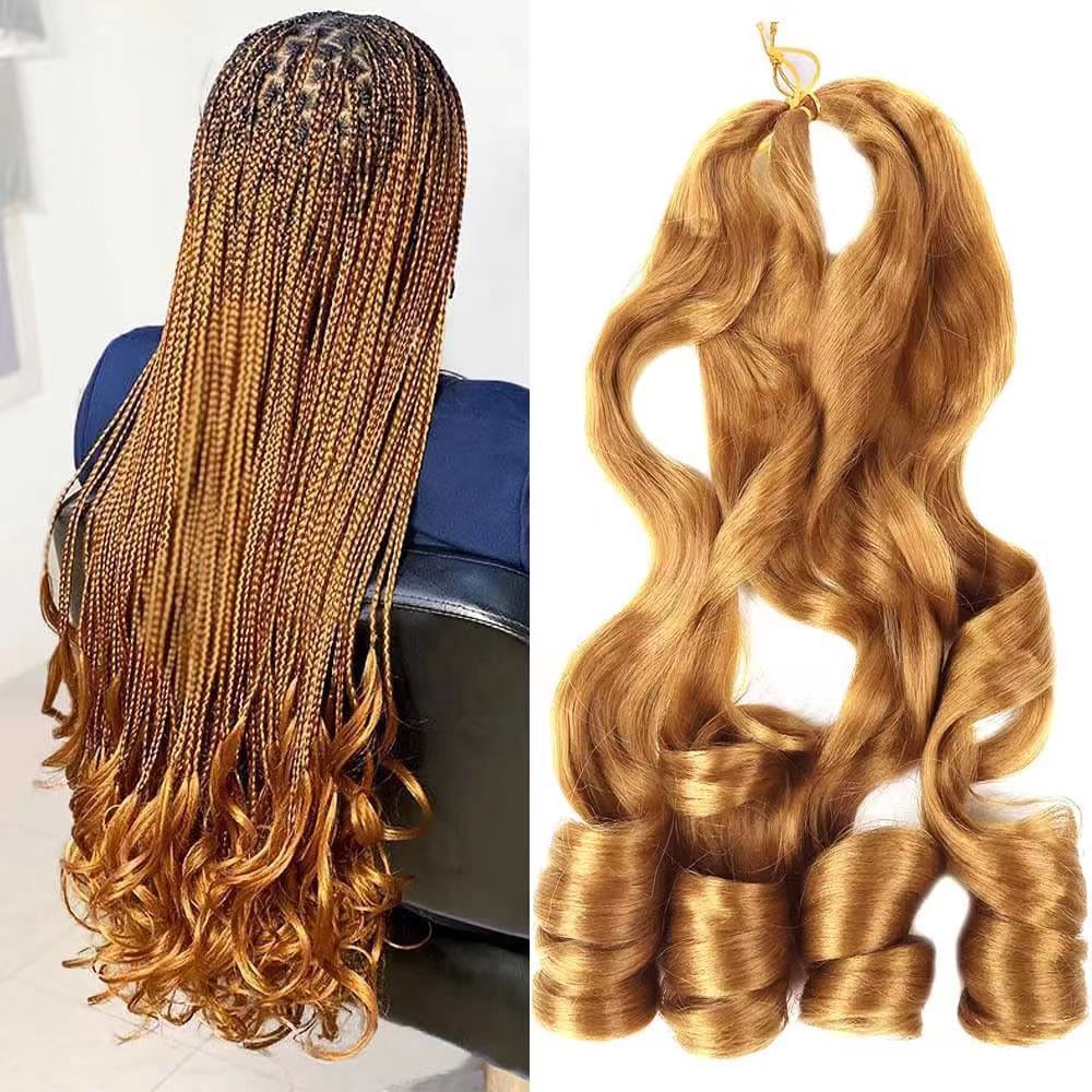 22 inch 75g Synthetic French Curls Ombre Spiral Loose Wave Crochet Braids Hair Pre Stretched High Temperature Extensions Bulk Braiding