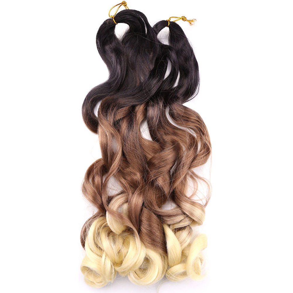 22 inch 75g Synthetic French Curls Ombre Spiral Loose Wave Crochet Braids Hair Pre Stretched High Temperature Extensions Bulk Braiding
